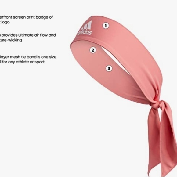 Adidas Alphaskin Tie Headband, Hazy Rose/White, One Size-NWT-Factory Sealed - Picture 2 of 7